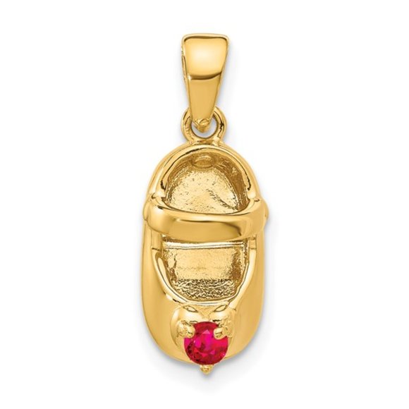 14k Yellow Gold with Synthetic Stone (Birth Month) Mary Jane Baby Shoe Charm - Picture 10 of 15
